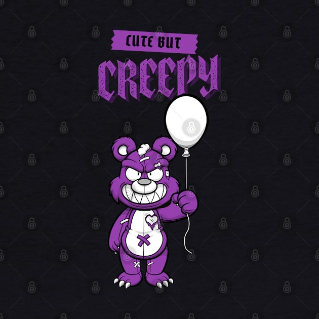 Cute but Creepy, Funny bear with a balloon design by Laiss_Merch 